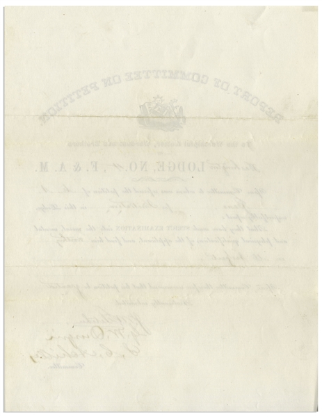 Marcus Reno 1867 Autograph Letter Signed from Fort Vancouver -- ''...I respectfully request...to be raised to the [Masonic] Third Degree...''